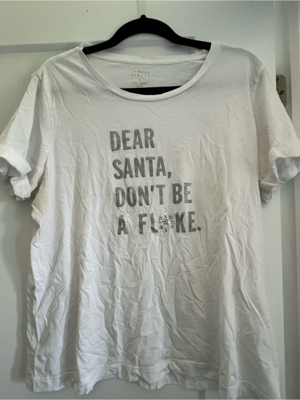 kate spade Holiday Graphic Tee "Dear Santa, Don't Be A Flake" - White